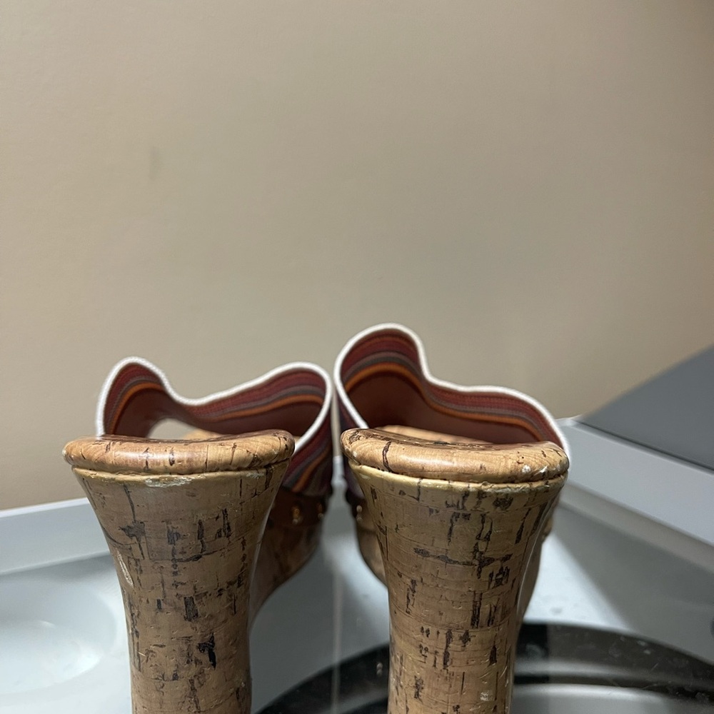 Arizona Jean Co. Multicolor Elastic Striped Cork Wedge Slide Sandals - Women - Picture 11 of 13